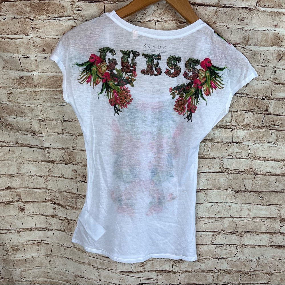 New Guess Floral Tropical Tee Shirt XXS - Picture 2 of 5